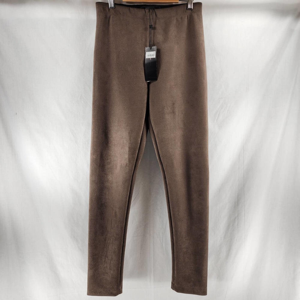 BCBG Max Azaria Size Medium Brown Mason Pant Pleather Dark Fatigue Pleather NEW
